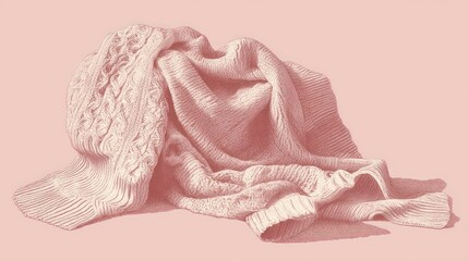 Obraz premium Folded Knitted Throw on Pink