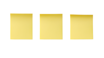 yellow sticky post it notes on white background