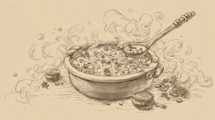 A steaming pot of spiced stew