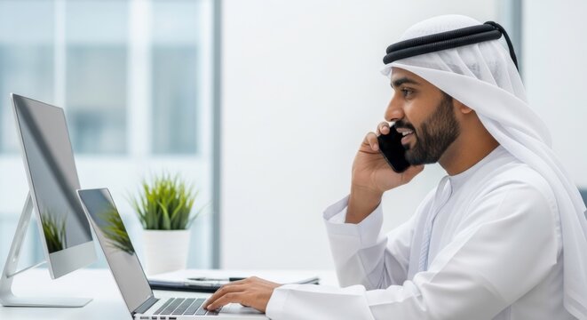 Business and company employ arab Gulf Technology Expart working in office
