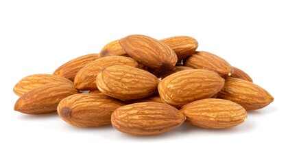 Fototapeta premium Pile of almonds on white background (1)