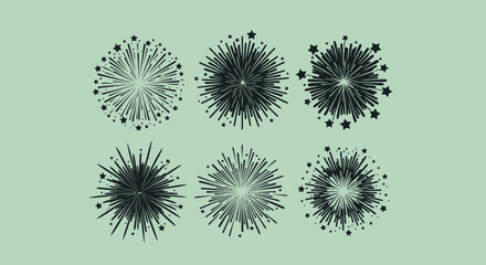 Obraz premium High-quality vector PNG illustrations of fireworks bursts, ideal for celebratory designs, cards, and festive projects, offering versatile design elements for various applications.