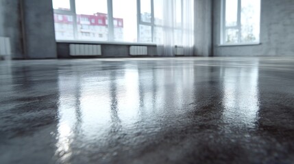 Polished concrete floor interior