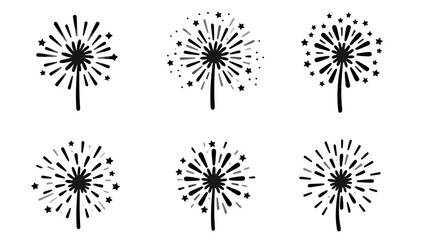 High-quality vector PNG illustrations of fireworks, ideal for celebrations, holidays, and festive designs.  Perfect for adding a spark to your projects, these versatile fireworks are easily