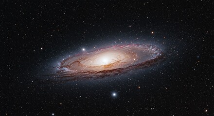 Obraz premium Spiral Galaxy in Deep Space with Bright Center and Surrounding Stars
