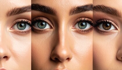 Fototapeta premium Portrait collage painting close-up facial shot with eye contact print design art poster.