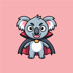 Fototapeta premium Cute cartoon vampire koala halloween vector illustration for kids and party invitations design 100