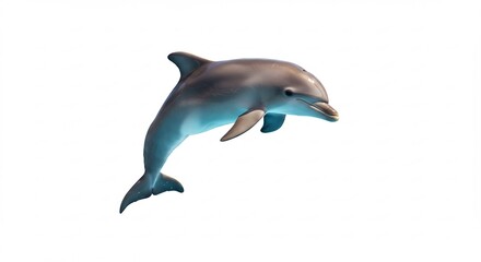 躍動感溢れるイルカ 水中光輝く白背景. AI Generated
