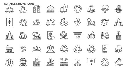 Line Art Environmental Icons Set
