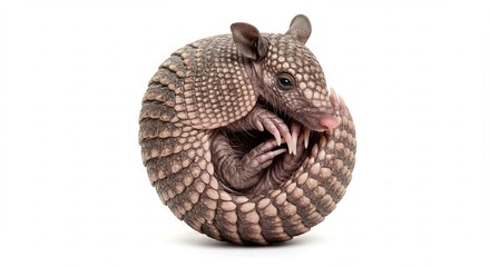 愛らしいアルマジロ丸まる可愛い姿 自然光輝く. AI Generated