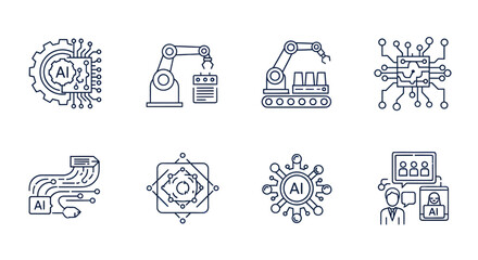 Obraz premium AI Automation Icons