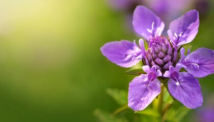 Fototapeta premium vibrant purple marsh skullcap flowers in soft focus with lush green background creating ample copy space for illustrations or designs