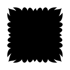 Abstract Black Shape with Lobed and Pointed Edges Resembling Floral Frame