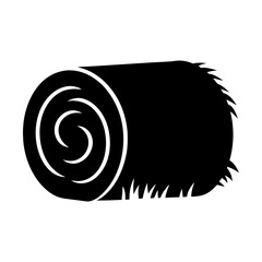 Silhouette image of a hay bale, a round bundle of harvested grass