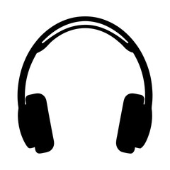 Sleek black headphones silhouette against a white background, perfect for listening