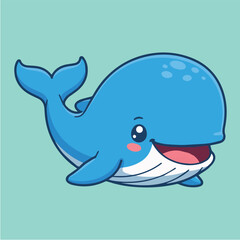 Obraz premium Cute cartoon whale illustration for kids design projects and aquatic animal themed creative works on the sea life