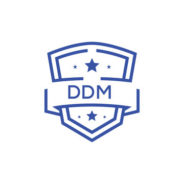Classic Shield Logo with Stars and DDM Letters &ndash; Premium Badge or Security Brand Identity. DDM Letter Logo.
