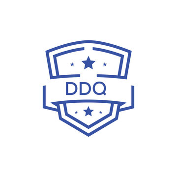 Classic Shield Logo with Stars and DDQ Letters &ndash; Premium Badge or Security Brand Identity. DDQ Letter Logo.
