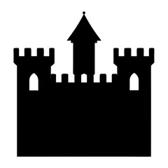 Fototapeta premium Fortress of Shadow A Black Silhouette of a Medieval Castle Illustration