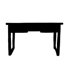 Stylized silhouette image of a simple desk or table on white background