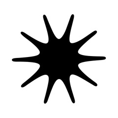 Abstract black starburst shape with smooth edges on a white background plain