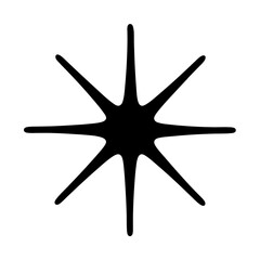 Black eight pointed star or asterisk on a solid white background