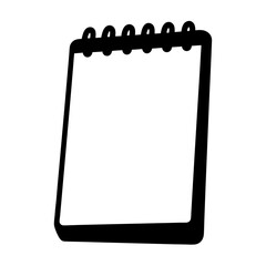 Black and white image of a blank notepad on a white background