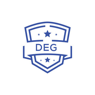 Classic Shield Logo with Stars and DEG Letters &ndash; Premium Badge or Security Brand Identity. DEG Letter Logo.
