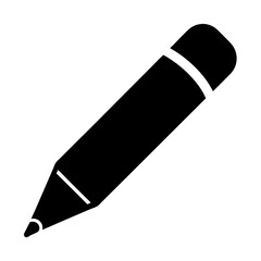Simple black pencil icon on white background suitable for illustration, graphic