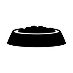 Black Silhouette of a Dog Bowl Full of Food Illustration Design