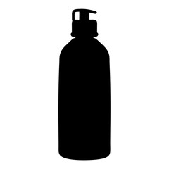 A black silhouette of a liquid soap dispenser, a symbol of cleanliness