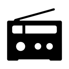 Simple flat vector illustration of an old vintage radio device