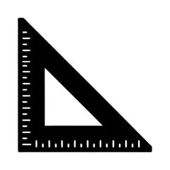 Black right triangle ruler for measuring technical drawing and geometrical work