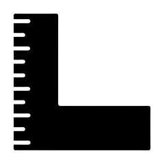 Black and white image of a right angle ruler for measurement