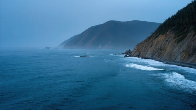 Coastal Landscape, Pacific Ocean, California Coastline View