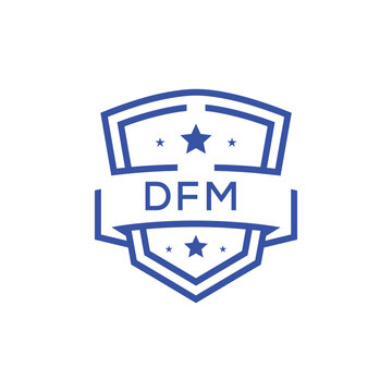 Classic Shield Logo with Stars and DFM Letters &ndash; Premium Badge or Security Brand Identity. DFM Letter Logo.
