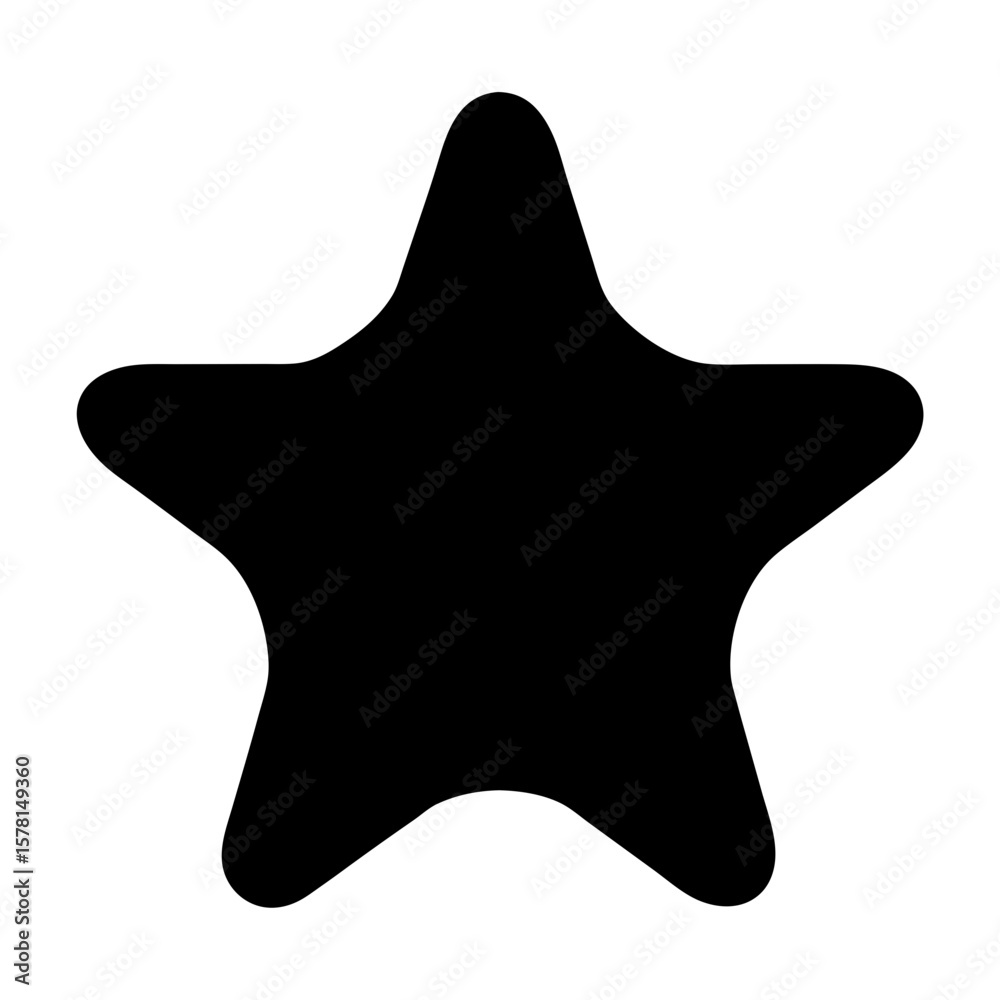Poster simple black star shape with rounded points and soft edges design