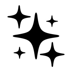 Group of Sparkling Stars Icon Design, A collection of sparkling stars in various sizes, symbolizing magic, brightness, and wonder in a simple, modern style.

