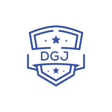 Classic Shield Logo with Stars and DGJ Letters &ndash; Premium Badge or Security Brand Identity. DGJ Letter Logo.
