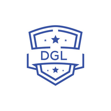 Classic Shield Logo with Stars and DGL Letters &ndash; Premium Badge or Security Brand Identity. DGL Letter Logo.
