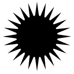 Black spiky shape resembling a burst or a geometric sun design