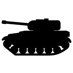 Fototapeta premium Black silhouette of a powerful tank, a symbol of military strength