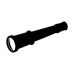 A black silhouette image of a pirate spyglass or telescope object