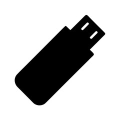 Black USB flash drive or memory stick icon on white background