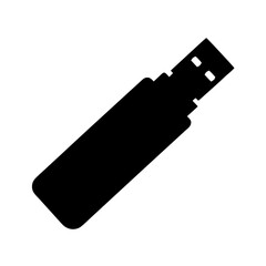 Solid black silhouette of a USB flash drive with a modern design