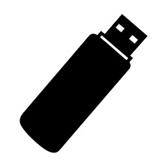 Black USB Flash Drive or Memory Stick Icon, Data Storage Device
