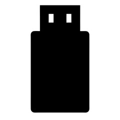 Simple isolated silhouette of a USB flash drive on a white background