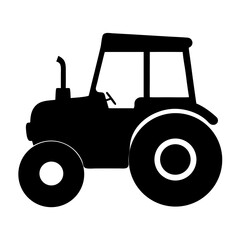 Silhouette of a Tractor, Agricultural Machine for Farming and Cultivation, isolated