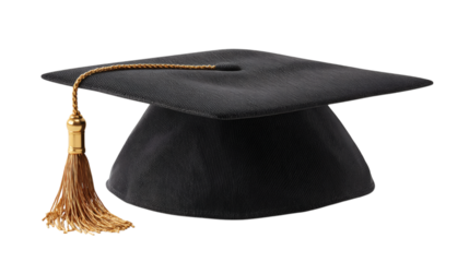 Graduation cap with tassel representing education and academic achievement, isolated on tranparent background 