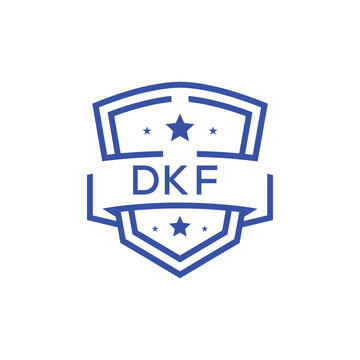 Classic Shield Logo with Stars and DKF Letters &ndash; Premium Badge or Security Brand Identity. DKF Letter Logo.
